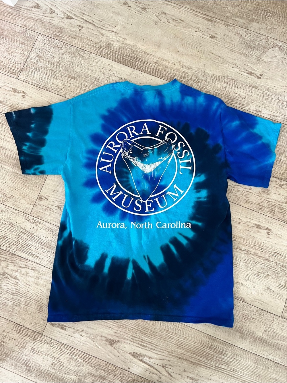 Port Authority Blue Tie-Dye Aurora Fossil Museum Tee Kids unisex XL